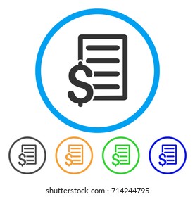 Business Contract icon. Vector illustration style is a flat iconic business contract gray rounded symbol inside light blue circle with black, green, blue, yellow color versions.
