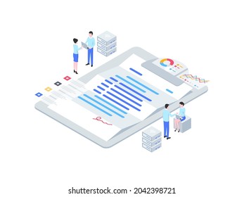 Business Contract Isometric Illustration. Suitable for Mobile App, Website, Banner, Diagrams, Infographics, and Other Graphic Assets.