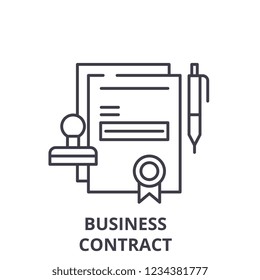 Business contract line icon concept. Business contract vector linear illustration, symbol, sign