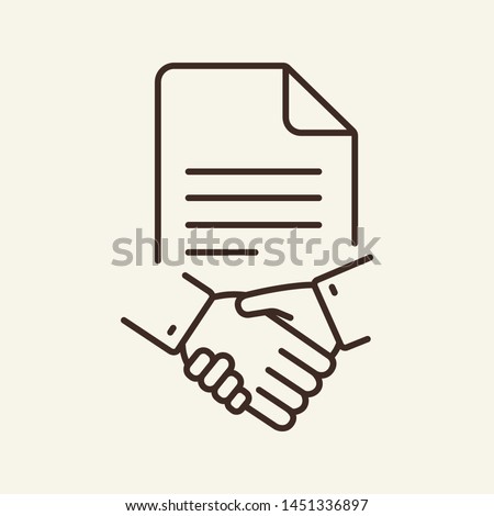 Business contract line icon. Handshake, partners, document. Business concept. Vector illustration can be used for topics like business, partnership, B2B