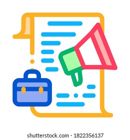 business contract loudspeaker icon vector. color symbol illustration