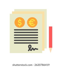 Business Contract mini illustration flat color icon, use for trade wars, economy, business, finance, economic competition, UI, UX kit, app and web development, digital or print.