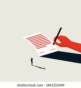 Business contract or new job contract signing vector concept. New career opportunity, partnership, acquisition. Eps10 illustration.