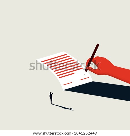 Business contract or new job contract signing vector concept. New career opportunity, partnership, acquisition. Eps10 illustration.