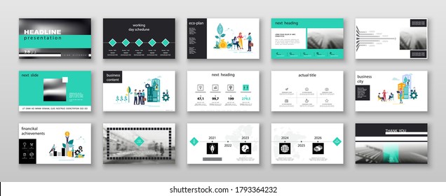 Business contract. Business presentation, infographic turquoise elements design template, background. Buildings, people buying real estate. Teamwork of people in the city, businessman Use in marketing