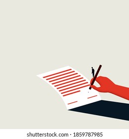 Business contract sign act vector concept. Minimal art design style. Business negotiation, closing deal. Eps10 illustration.