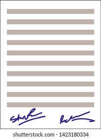 Business contract with signature. Flat vector icon