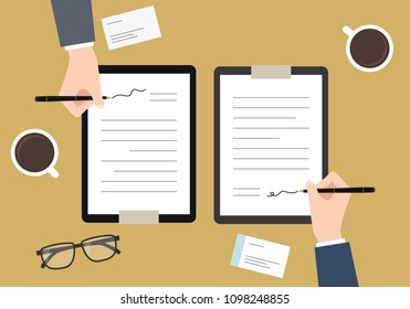 Business contract signing.