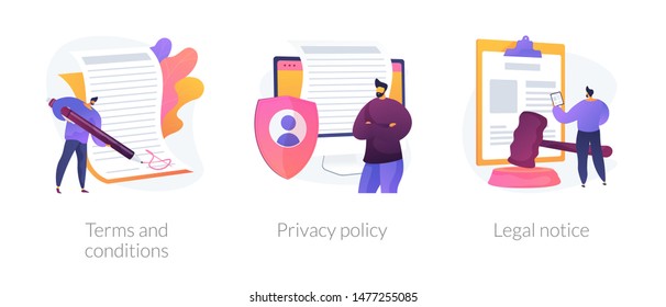 Business contract signing. Corporate document. Agreement checking. Data protection. Terms and conditions, privacy policy, legal notice metaphors. Vector isolated concept metaphor illustrations