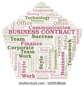 Business Contract word cloud. Collage made with text only.