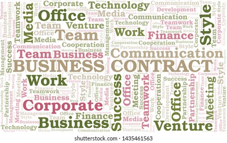 Business Contract word cloud. Collage made with text only.