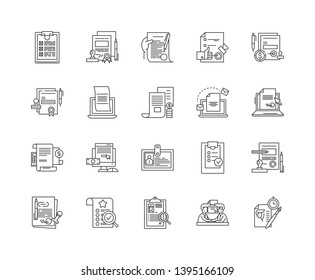 Business contracts line icons, signs, vector set, outline illustration concept 