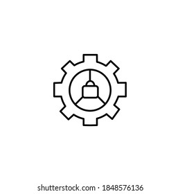 Control comercial, engranaje y bloqueo de la ilustración vectorial de la línea delgada simple