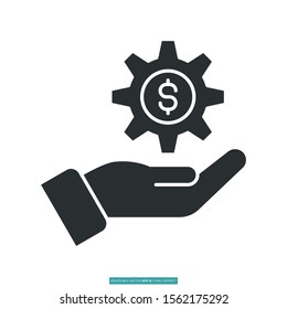 Business control, hand with cog icon vector illustration logo template for many purpose. Isolated on white background.