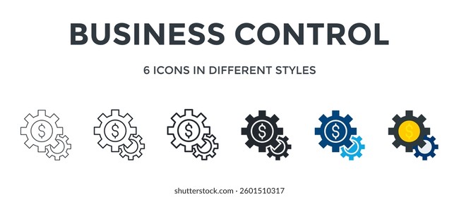 Business Control Icon In Different Style Vector Illustration. Designed In Thin Line, Regular Line, Bold Line, Glyph, Color Fill, And Flat Style Can Be Used For Web