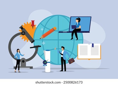 Business control, obtaining a permit, certificate of activity 2d flat vector illustration