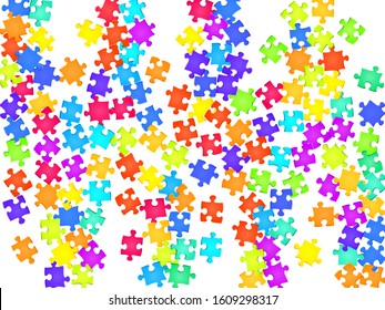 Business conundrum jigsaw puzzle rainbow colors parts vector illustration  Scatter puzzle pieces isolated white  Teamwork abstract concept  Connection elements 