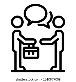 Business conversation icon. Outline business conversation vector icon for web design isolated on white background