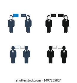Business Conversation Icon set. Flat style vector EPS.