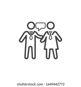 Business conversation line icon. linear style sign for mobile concept and web design. business people communication outline vector icon. Symbol, logo illustration. Vector graphics