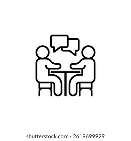 Business Conversation Linear Icon, People Discussing Ideas, Meeting Concept