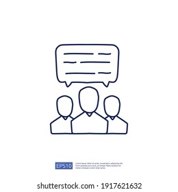 business conversation meeting doodle icon concept. conference and discussion talk with text bubble sign symbol vector illustration