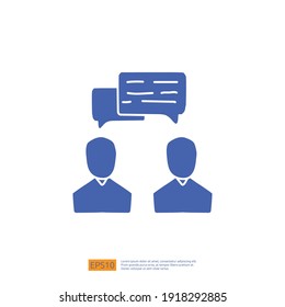 business conversation meeting doodle icon concept. conference and discussion talk with text bubble sign symbol vector illustration