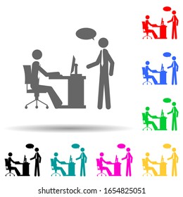 business conversation multi color style icon. Simple glyph, flat vector of people in work icons for ui and ux, website or mobile application