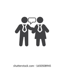 Vektorillustration von Geschäftsgesprächen volles Flachzeichen für mobiles Konzept und Webdesign. Menschen kommunizieren Glyph-Symbol. Symbol, Logo-Abbildung. Vektorillustration-Grafiken