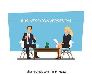 business conversation ,Vector illustration cartoon character.