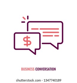 Business conversation, vector line icon, linear illustration.