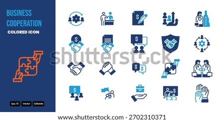 business cooperation colored icon set vector design good for web and mobile app
