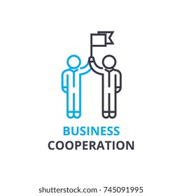 Business cooperation concept , outline icon, linear sign, thin line pictogram, logo, flat vector, illustration