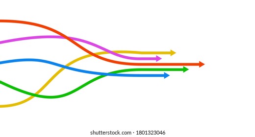 Concepto de cooperación empresarial, dirección única, grupo de flechas hacia arriba - vector de existencias