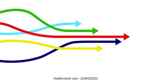 Concepto de cooperación empresarial, dirección única, grupo de flechas hacia arriba. Ilustración del vector aislada en fondo blanco