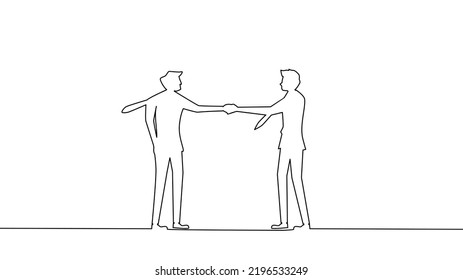 business cooperation. continuous line drawing of business people shaking hands