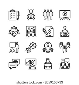 Business cooperation line icons. Set of outline symbols, simple graphic elements, modern linear style black pictograms collection. Vector line icons set