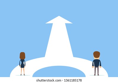 Business cooperation and partnership vector concept. Woman and man working together for common goal. Symbol of equality, collaboration, connection. vector illustration.