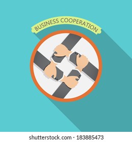 business cooperation / ui flat design concept symbol / hands partners