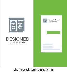 Business, Copyright, Court, Digital, Law Grey Logo Design and Business Card Template