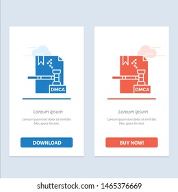 Business, Copyright, Digital, Dmca, File  Blue and Red Download and Buy Now web Widget Card Template. Vector Icon Template background