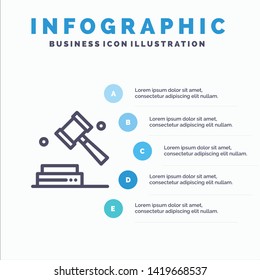 Business, Copyright, Digital, Law Line icon with 5 steps presentation infographics Background