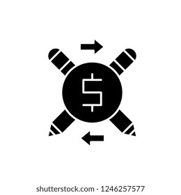 Business copywriter black icon, vector sign on isolated background. Business copywriter concept symbol, illustration 