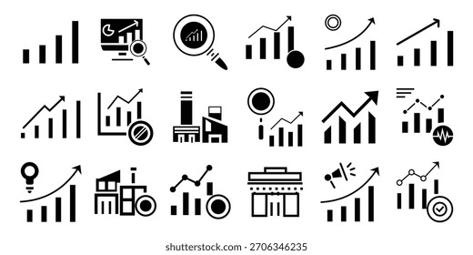 Symbolsatz für Unternehmens- und Kernwerte - Teamwork, Innovation, Strategie, Management und Technologie - Vektorgrafik-Kollektion