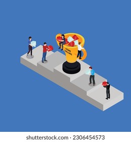 Concepto de ilustración vectorial 3d isométrica de Business Core Values para banner, sitio web, ilustración, página de aterrizaje, volante, etc.
