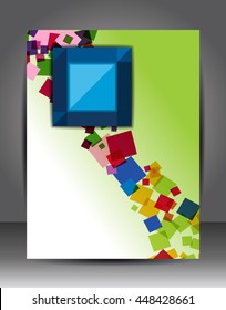 Business corporate background with cube, flyer, brochure design template.