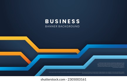 Fondo de banner empresarial con formas abstractas amarillas y azules. - Vector.