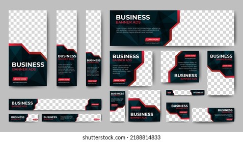 Business corporate banner design web template Set, Horizontal header web banner. Modern Gradient black and red cover header background for website design, Social Media Cover ads banner, flyer, invitat