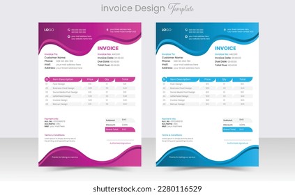 Business corporate creative invoice template. Business invoice for your business, print-ready invoice template.