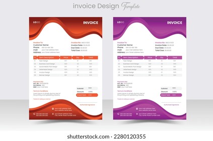 Business corporate creative invoice template. Business invoice for your business, print-ready invoice template.